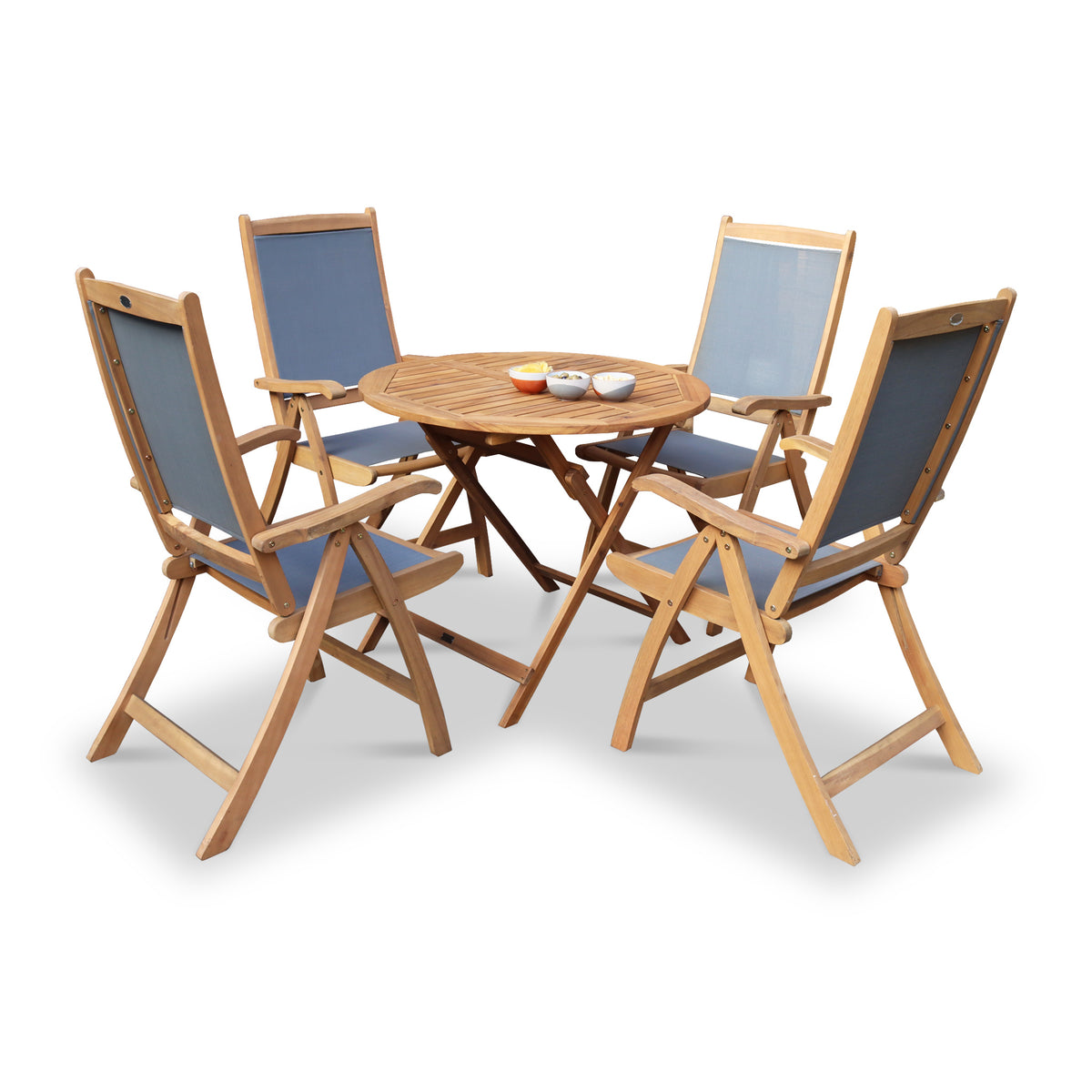 Brooklyn FSC Folding Set with 4 Henley Recliner Chairs from Roseland Furniture