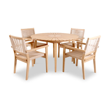 Roma FSC 120cm Table With 4 Stacking Rope Chairs