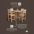 Roma FSC Bar Set 100cm High Table With 4 Rope Bar Stools