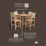 Roma FSC Bar Set 100cm High Table With 4 Rope Bar Stools