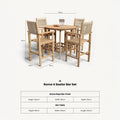 Roma FSC Bar Set 100cm High Table With 4 Rope Bar Stools dimensioins