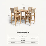 Roma FSC Bar Set 100cm High Table With 4 Rope Bar Stools dimensioins