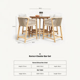 Roma FSC Bar Set 100cm High Table With 4 Deluxe Bar Stools dimensions