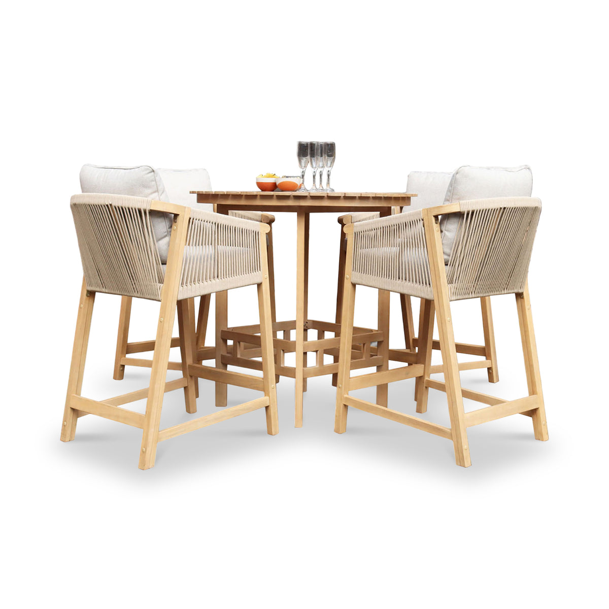 Roma FSC Bar Set 100cm High Table With 4 Deluxe Bar Stools from Roseland Furniture