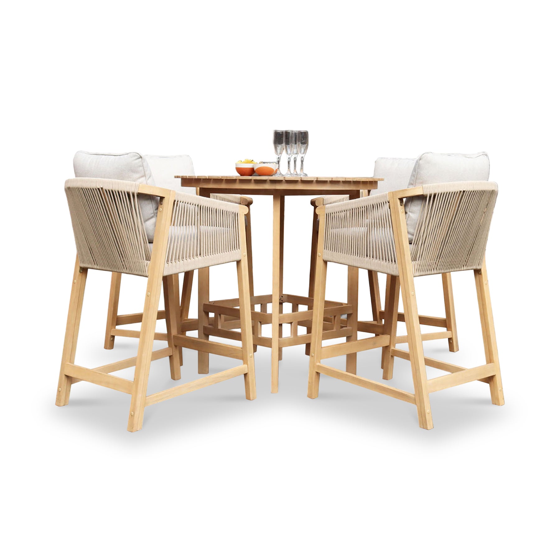 Roma FSC Bar Set 100cm High Table With 4 Deluxe Bar Stools from Roseland Furniture