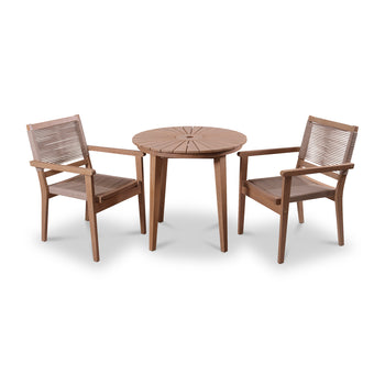 Roma FSC Bistro 80cm Table With 2 Rope Stacking Chairs