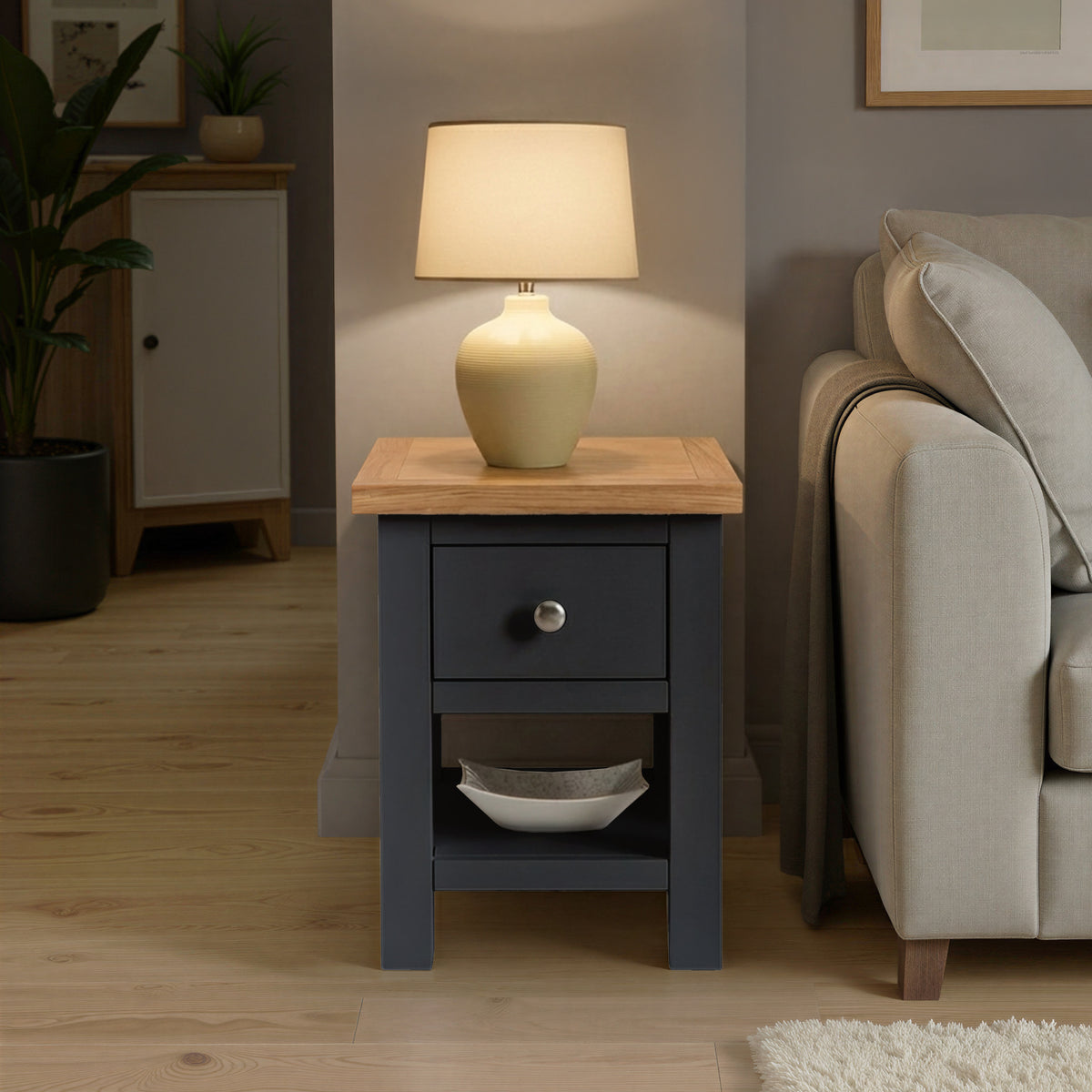 Farrow Charcoal Side Lamp Table from Roseland Furniture