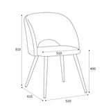 Fenan White Boucle Dining Chair dimensions
