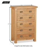 Zelah Oak 5 Drawer Chest from Roseland Furniture