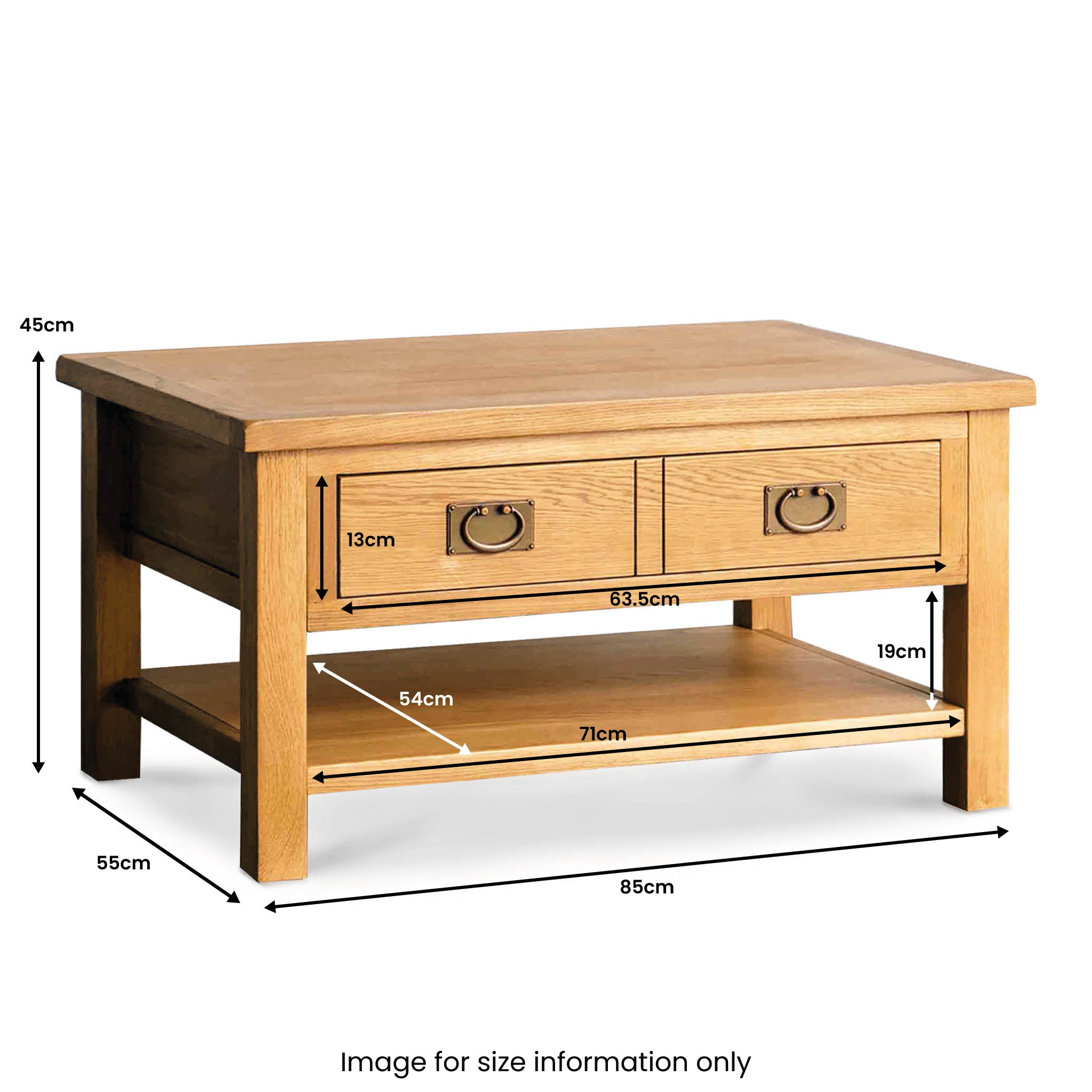 Surrey Oak Coffee Table with Drawer, Solid Wood | Rustic Waxed Oak