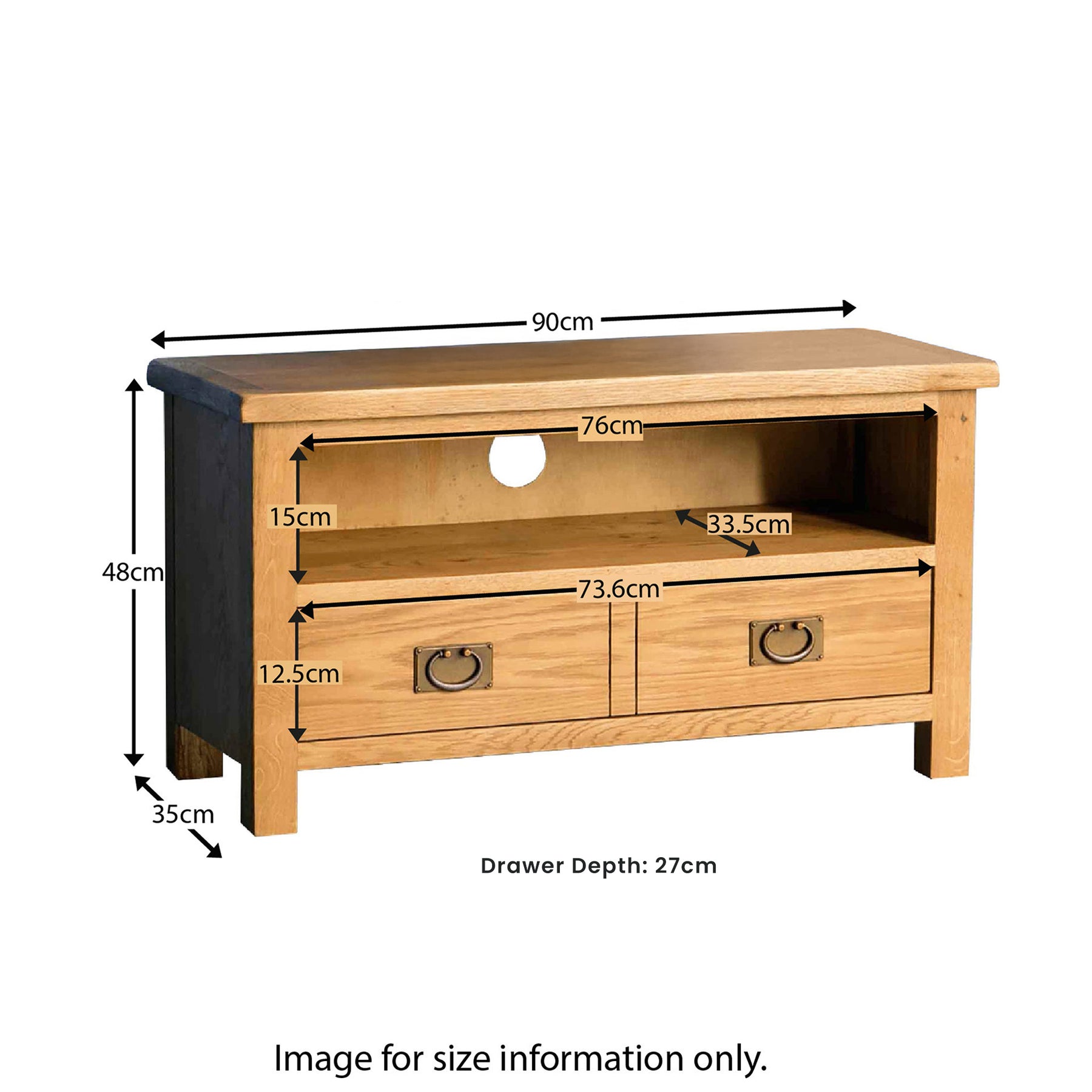 Surrey Oak 90cm TV Stand dimensions