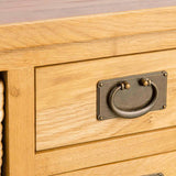 Surrey Oak Coffee Table with Baskets - Drawer handle