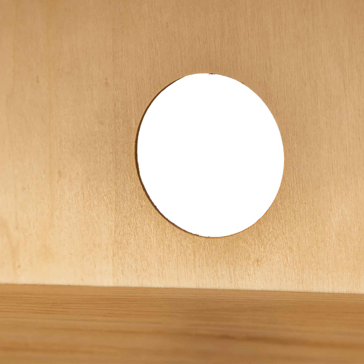 Hole for cables - Surrey Oak Corner TV Stand with Baskets