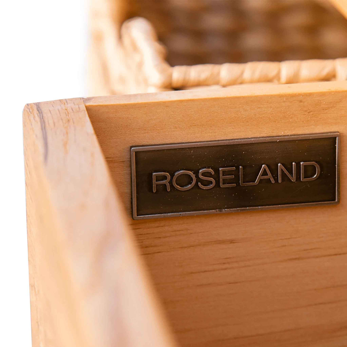 Inside of drawer - Surrey Oak Corner TV Stand with Baskets