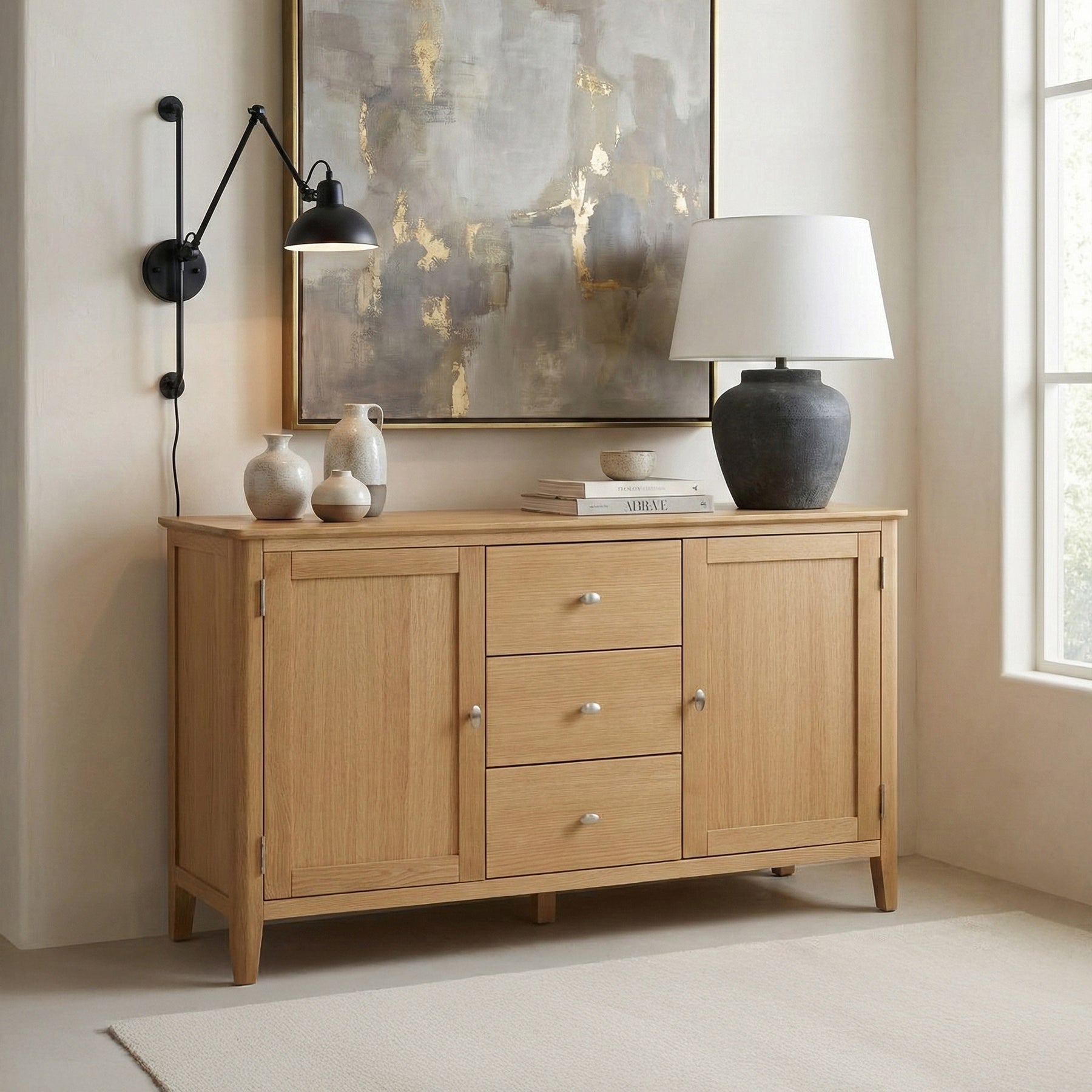Alba Oak Large Sideboard Unit by Roseland Furniture