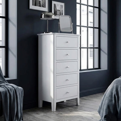 Chester White Tallboy Chest with 5 Drawers
