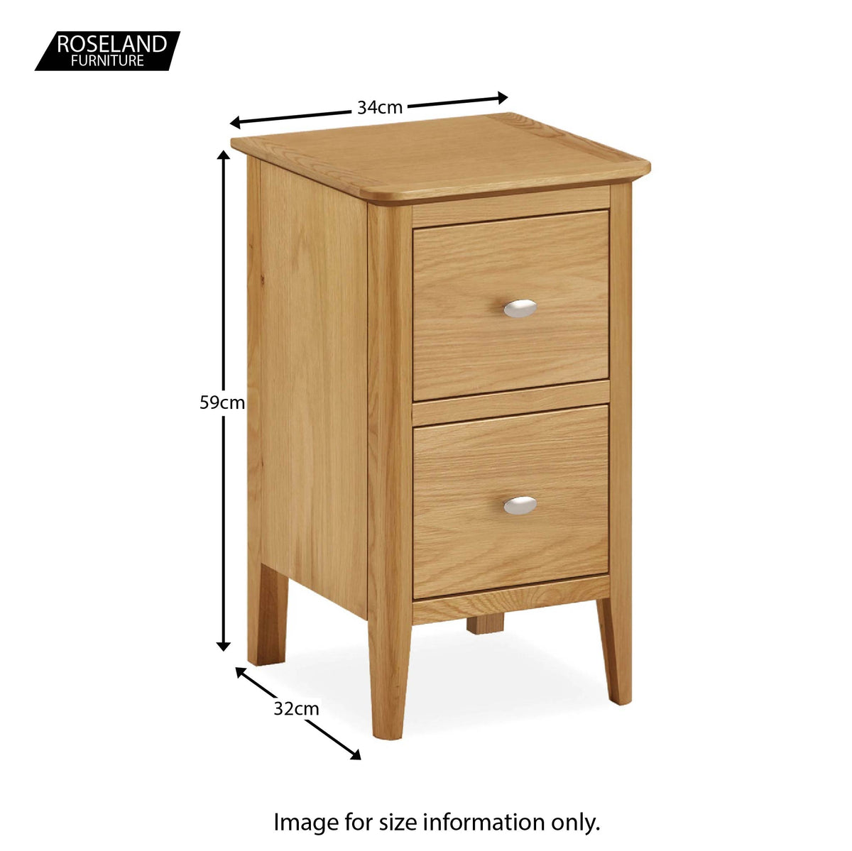 Alba Oak Narrow Bedside Table from Roseland Furniture