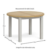 Lundy Grey Round Extending Dining Table by Roseland Furniture