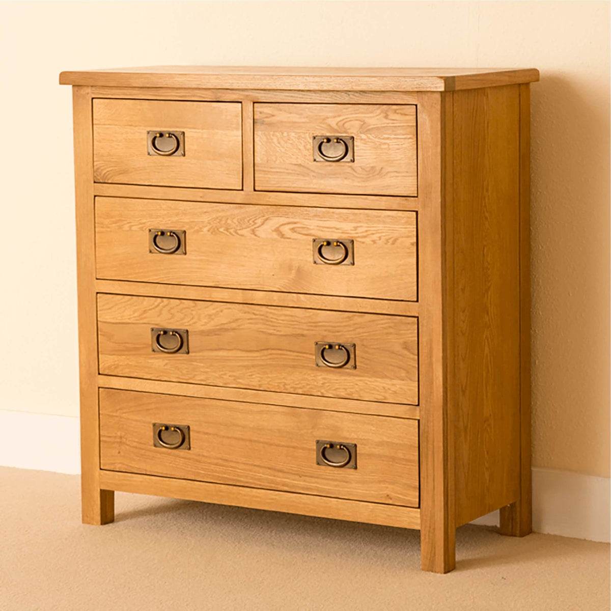 Lanner Oak 2 over 3 Drawer Chest from Roseland Furniture