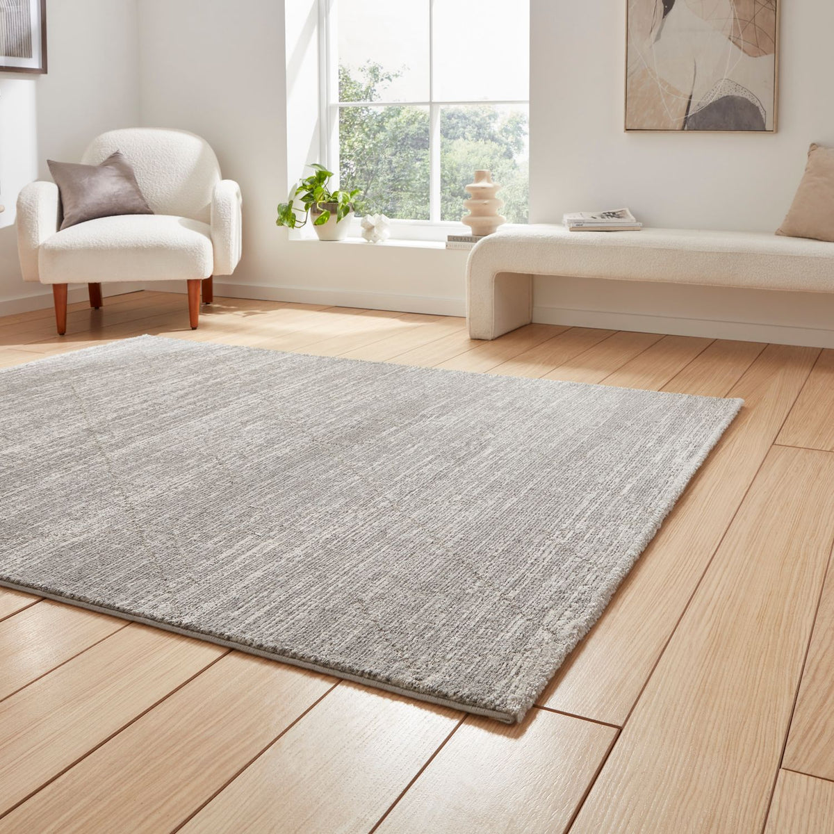 Atkins Grey Diamond Embossed Rug | Multiple Sizes | Roseland