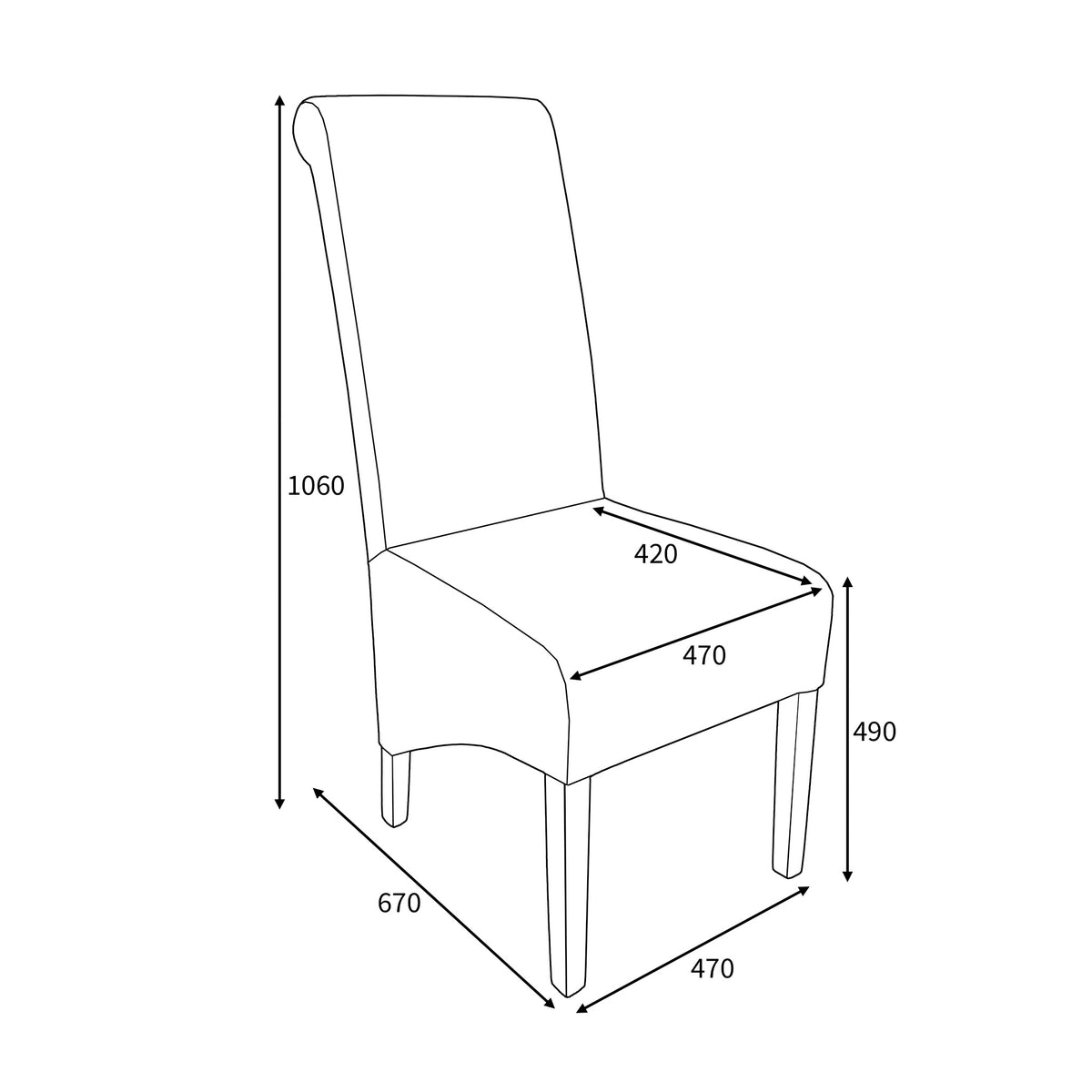 Genna Herringbone Dining Chair dimensions