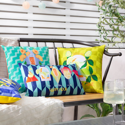 Happy Hour 50cm Blue Outdoor Polyester Bolster Cushion