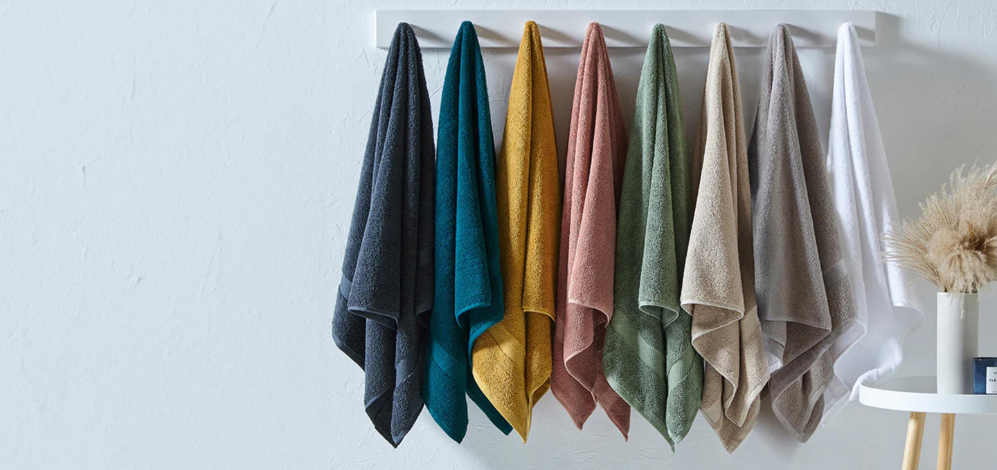 Towels & Bath Mats in soft neutral to bold prints