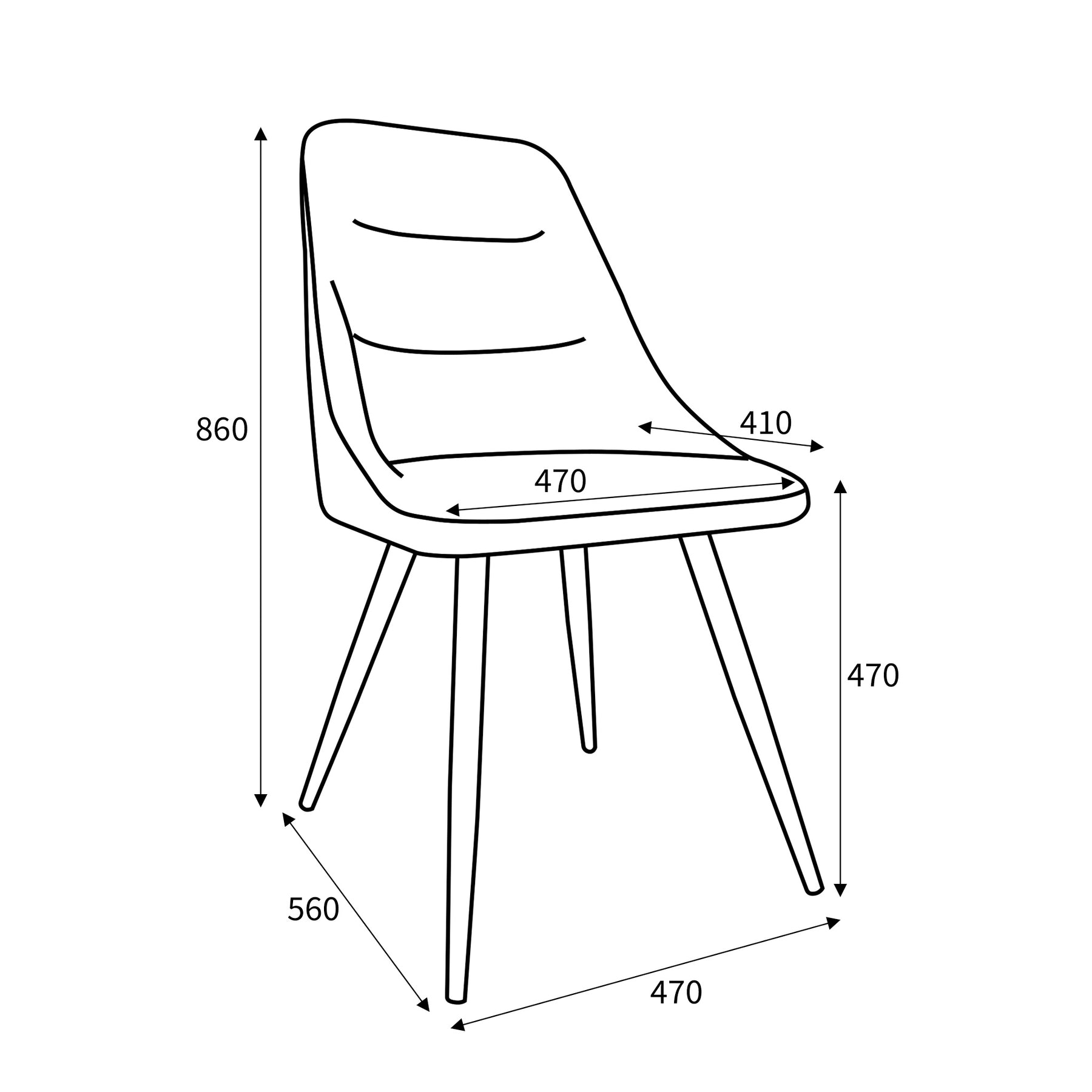 Henwood Green Faux Linen Dining Chair dimensions