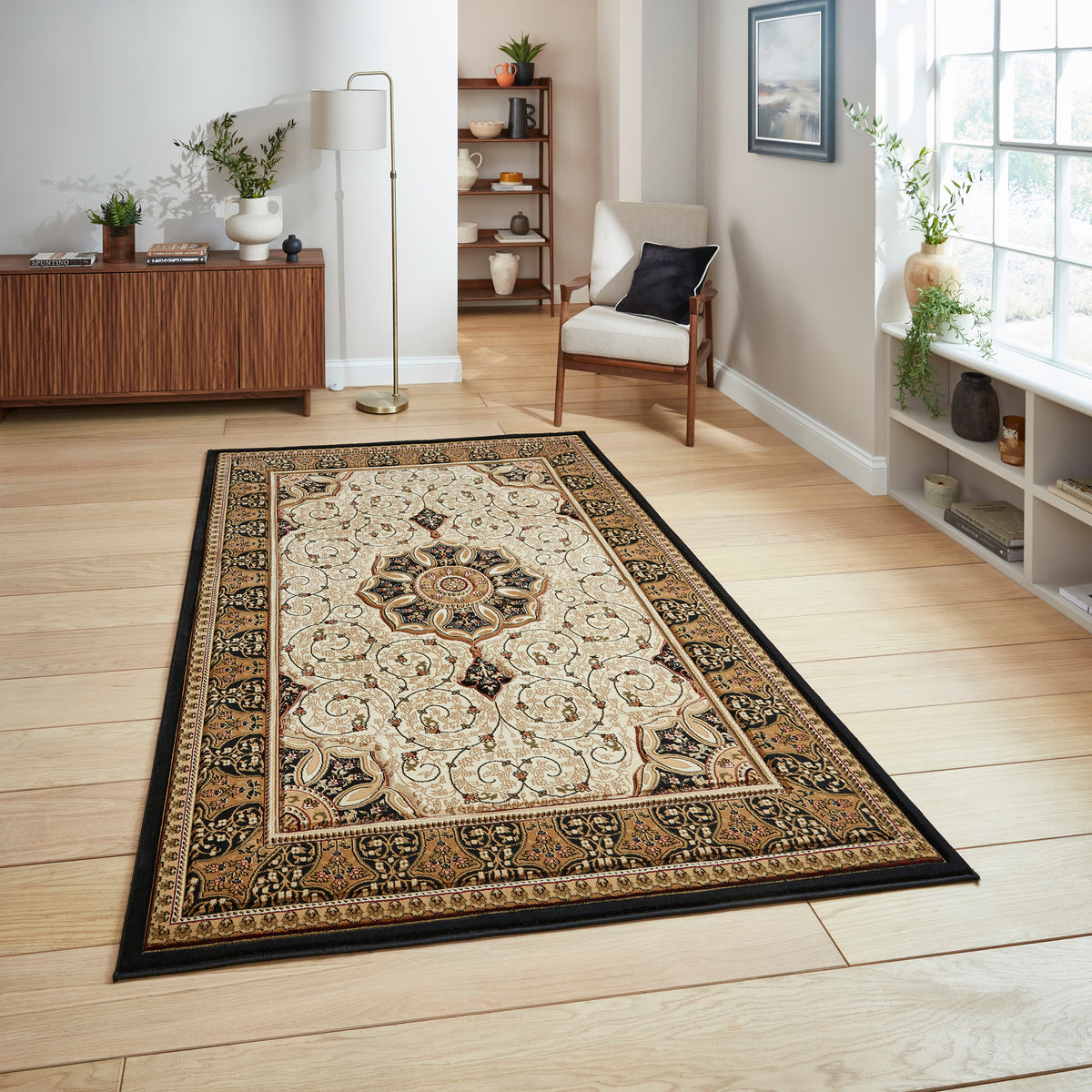 Holden Black Cream Rug from Roseland Furniture
