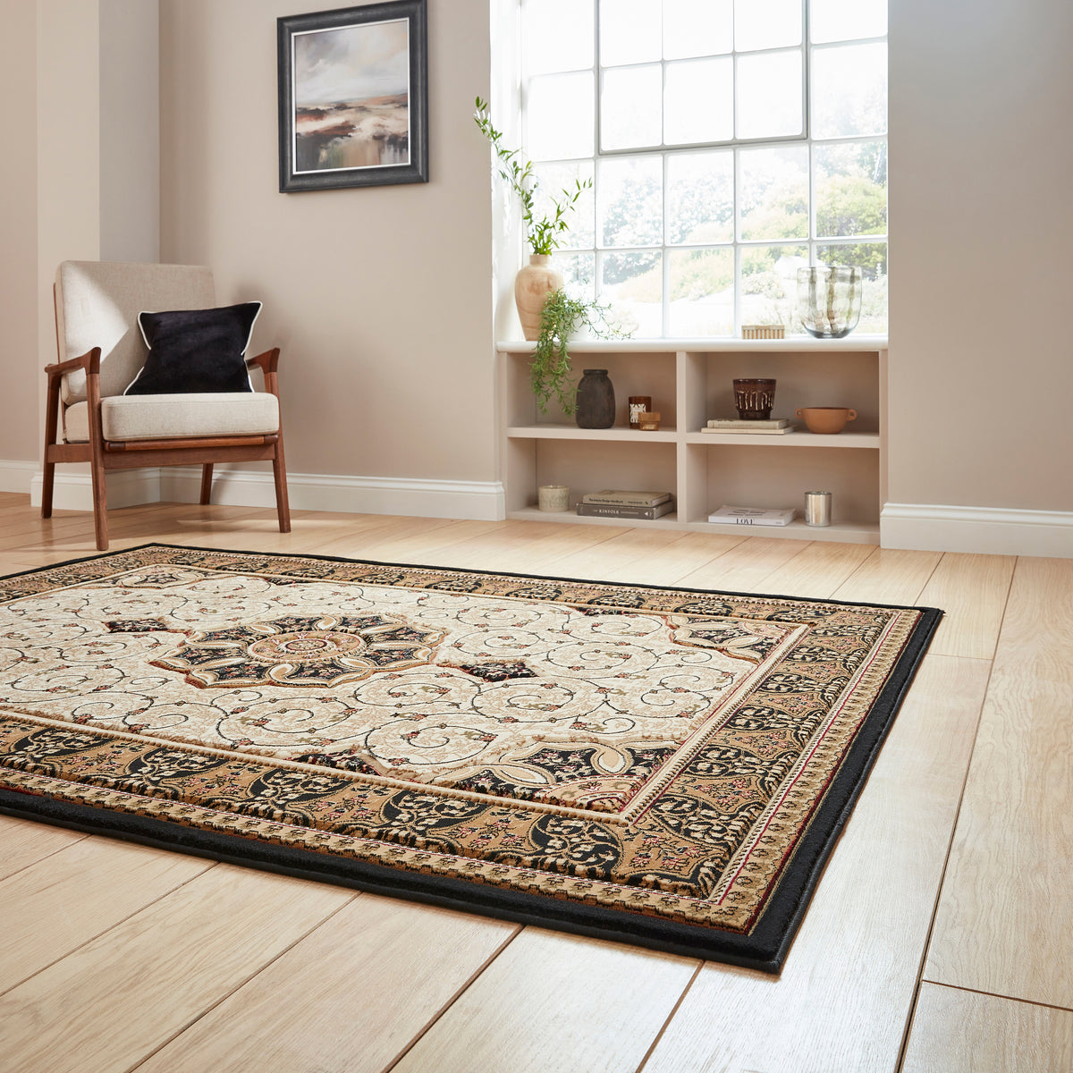 Holden Black Cream Rug from Roseland Furniture