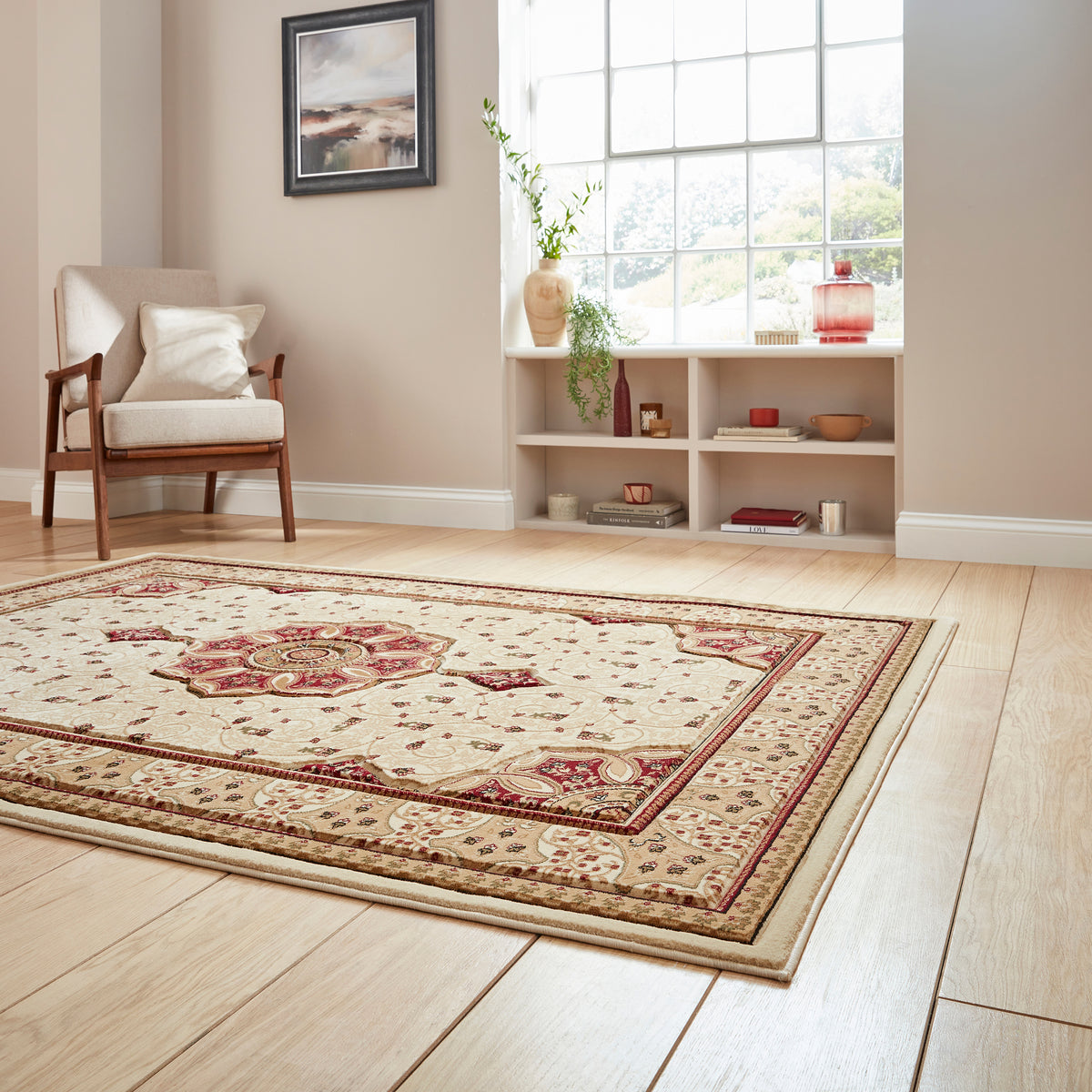 Holden Cream Red Rug from Roseland Furniture