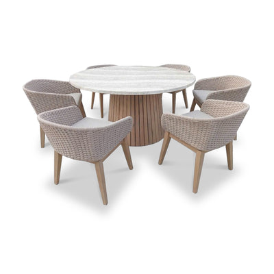 Jupiter 6 Seater Round Conical Dining Set with Eden Dawn Dining Chairs