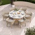 FSC 1 Jupiter 150cm Round Table w 6 Eden Dawn Dining Chairs from Roseland Furniture