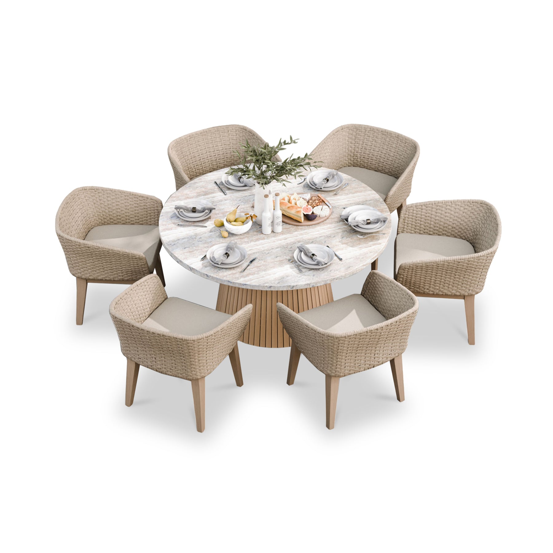Jupiter 6 Seater Round Conical Dining Set with Eden Dawn Dining Chairs
