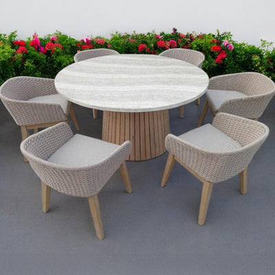 Jupiter 6 Seater Round Conical Dining Set with Eden Dawn Dining Chairs