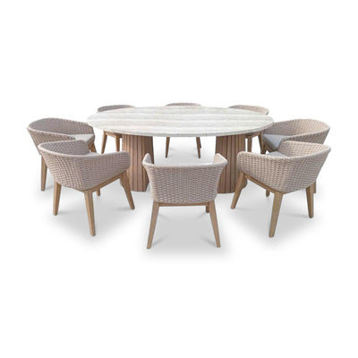 Jupiter 8 Seater Ellipse D Conical Dining Set with Eden Dawn Dining Chairs
