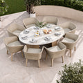 FSC 1 Jupiter 200x145cm Round Table w 8 Eden Dawn Dining Chairs from Roseland Furniture