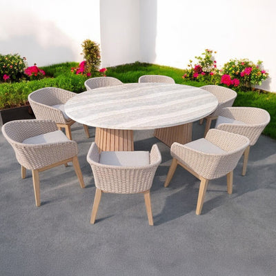 Jupiter 8 Seater Ellipse D Conical Dining Set with Eden Dawn Dining Chairs