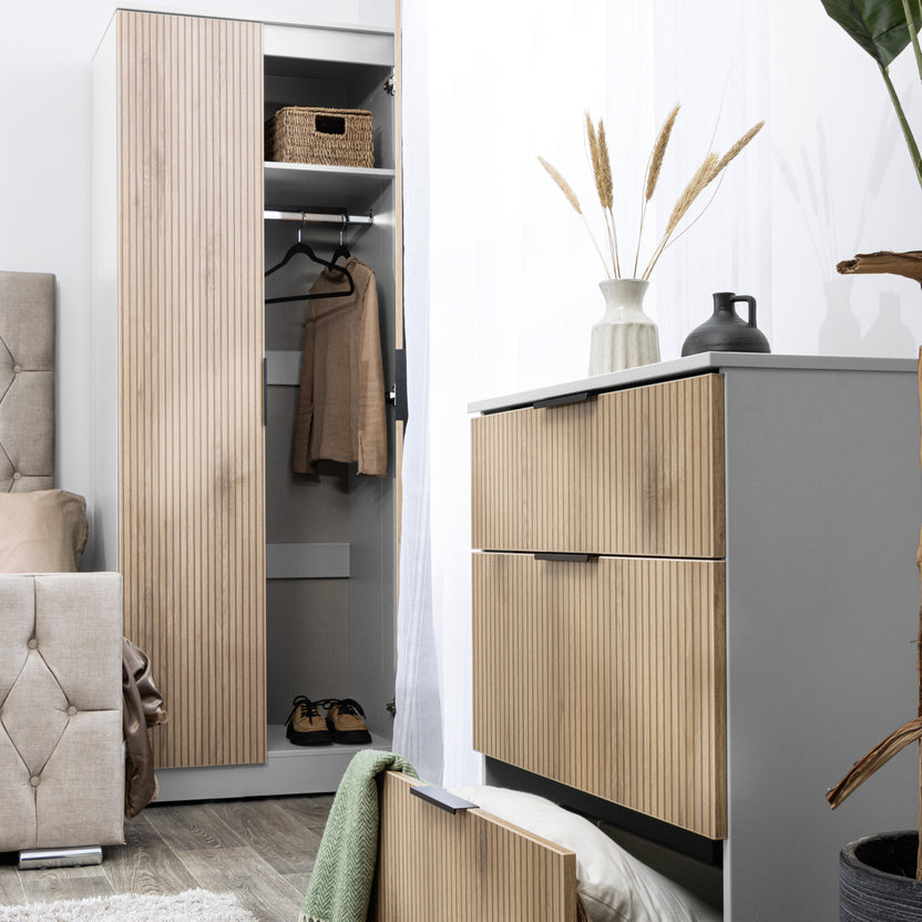 Jago Slatted Effect 2 Door Double Wardrobe for Bedrooms | Roseland