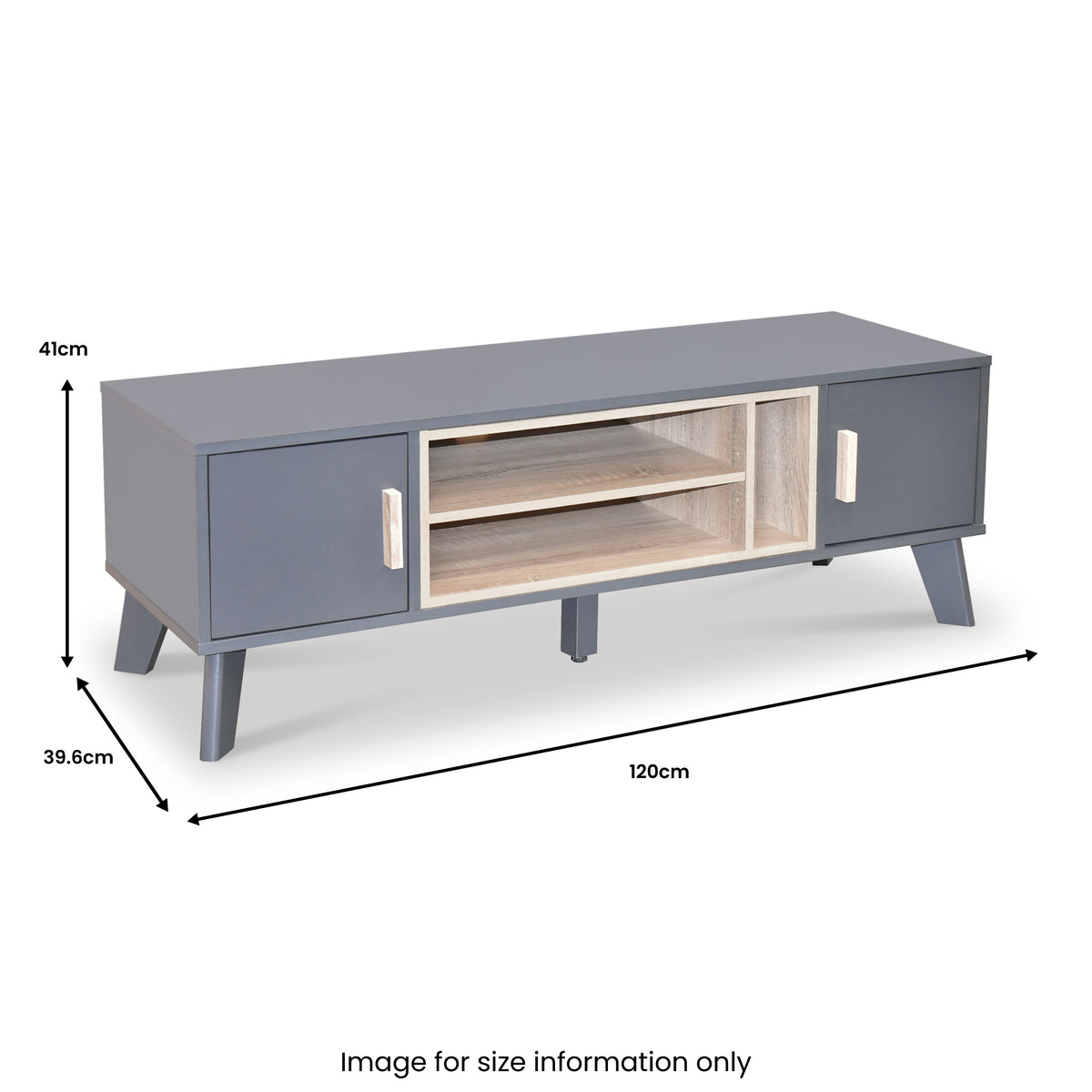 Kelso Grey & Oak TV Stand dimensions