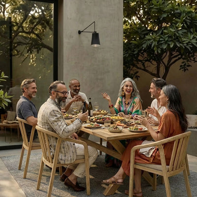 Lidia 8 Seater Dining Table Set with Riven Chairs