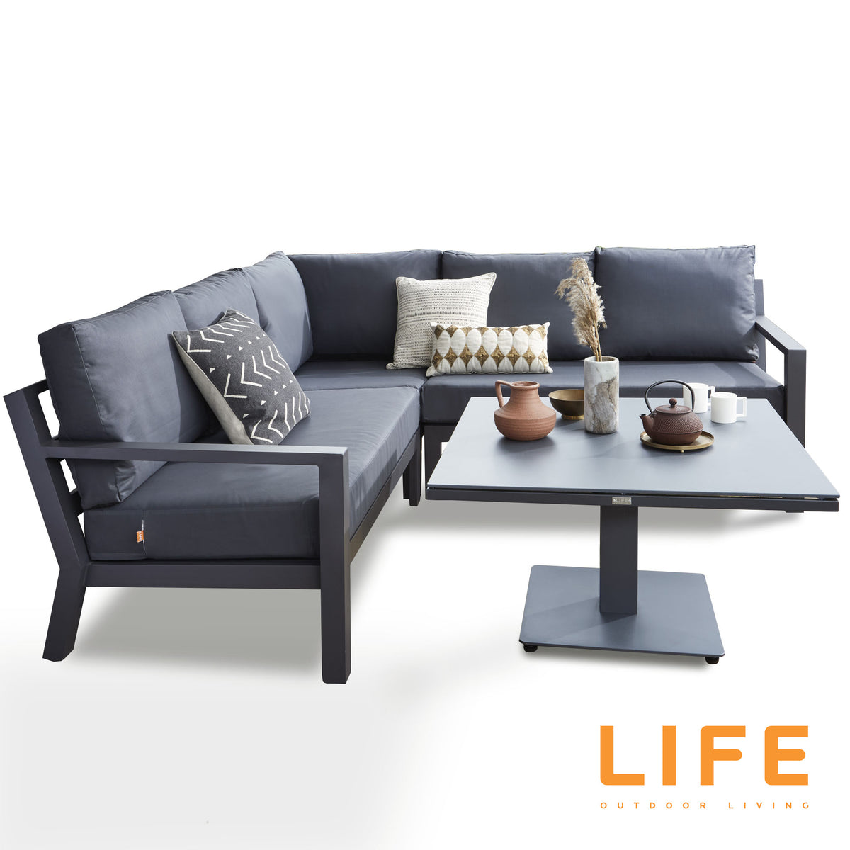 LIFE Timber Mini Corner Sofa Set with Height Adjustable Table