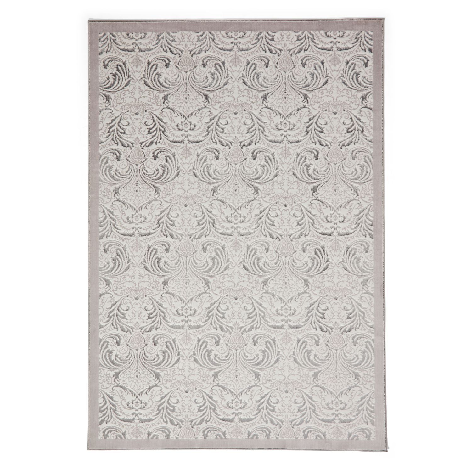 Silver Laurence Llewelyn-Bowen Ornate Metallic Rug from Roseland Furniture