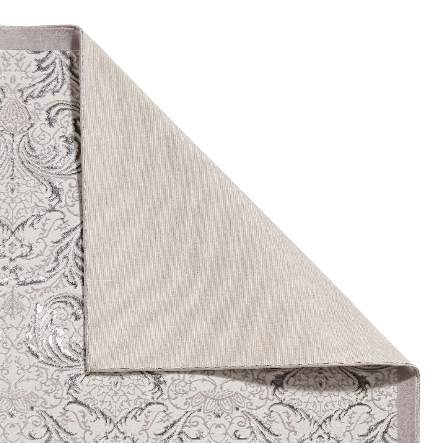 Silver Laurence Llewelyn-Bowen Ornate Metallic Rug from Roseland Furniture