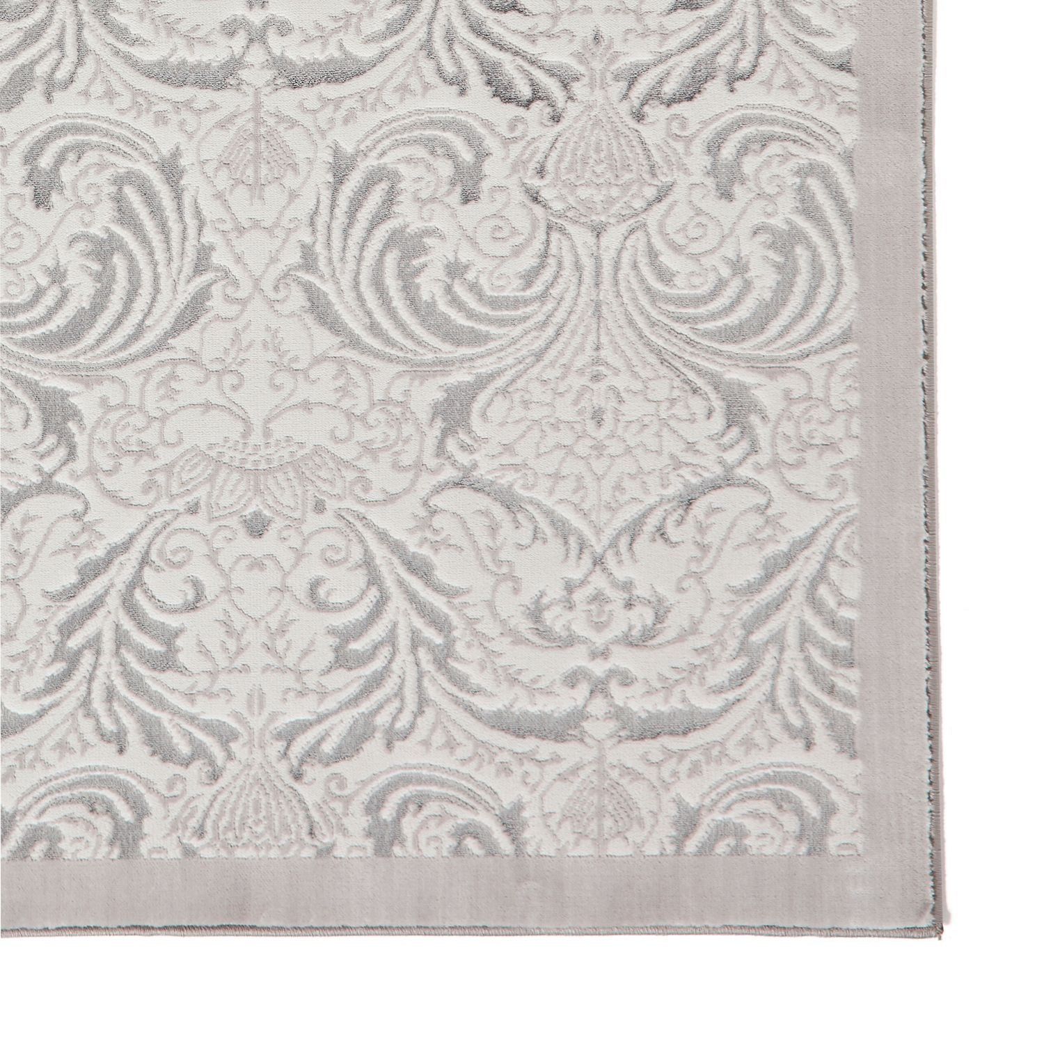 Silver Laurence Llewelyn-Bowen Ornate Metallic Rug from Roseland Furniture