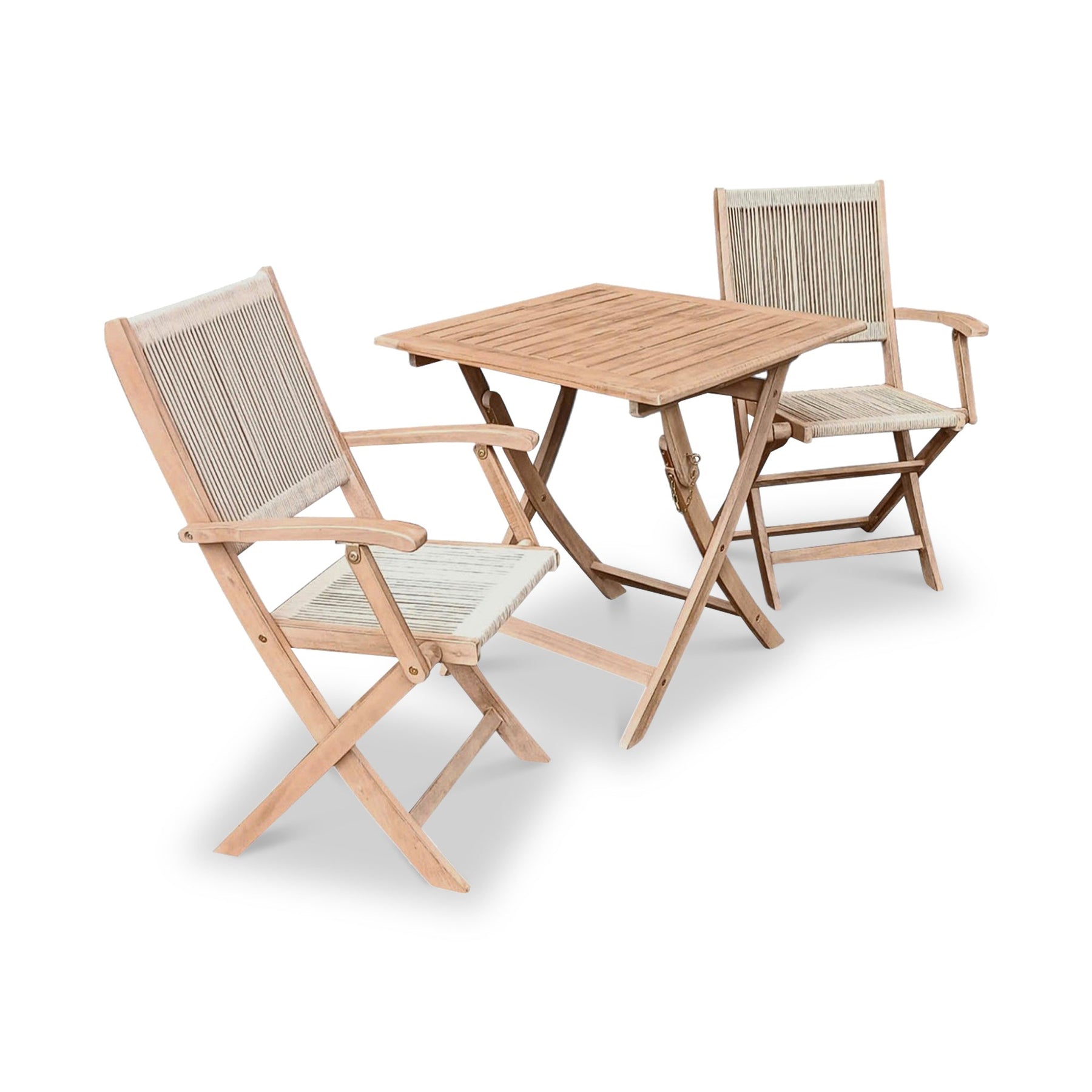 FSC 1 London 70cm Square Folding Bistro Set w 2 Folding Armchairs from Roseland Furniture