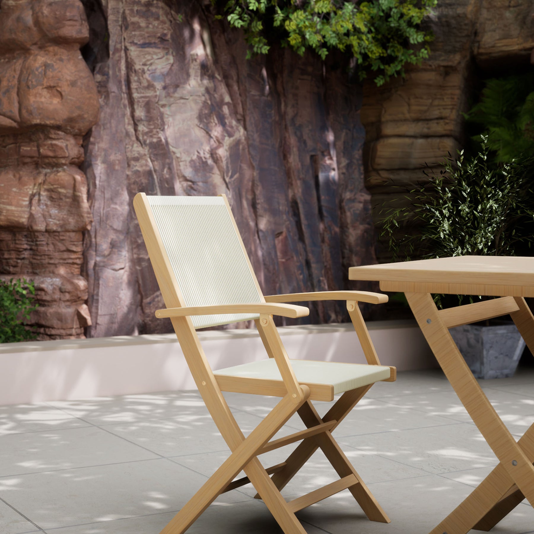 FSC 1 London 70cm Square Folding Bistro Set w 2 Folding Armchairs from Roseland Furniture