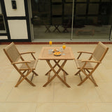 London FSC Acacia 2 Seater Square Folding Bistro Set with London Rope Folding Armchairs from Roseland Furniture