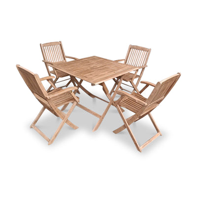 London FSC Acacia 4 Seater Square Folding Set with London Folding Armchairs