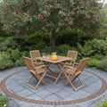 London FSC Acacia 4 Seater Square Folding Set with London Folding Armchairs
